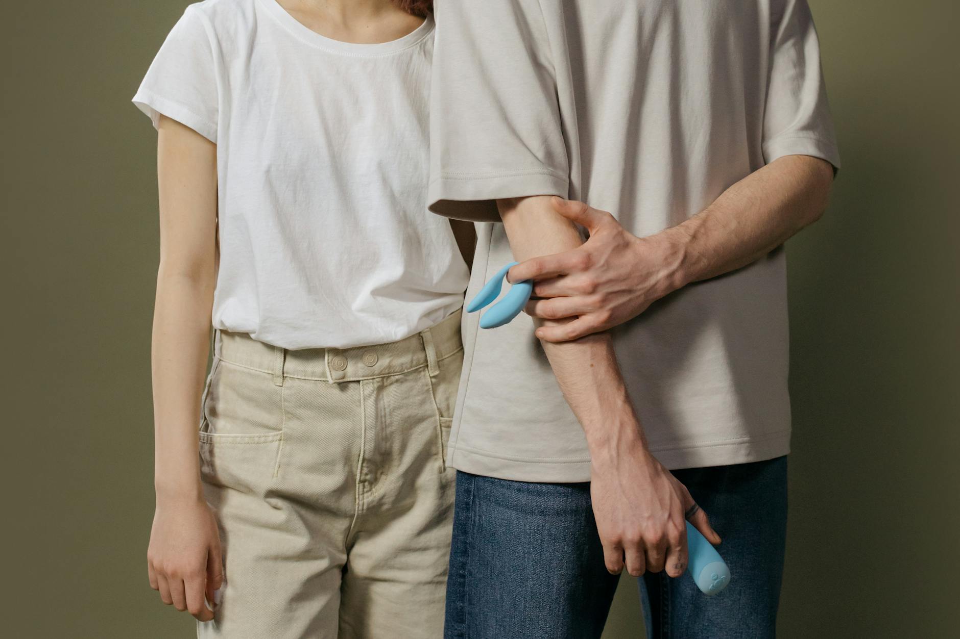 A couple exploring lemon vibrator pleasure together in an intimate setting.